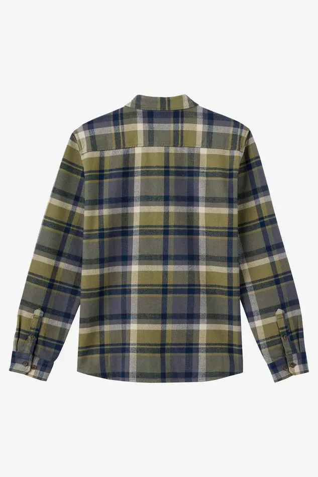 O039NEILL LANDMARKED FLANNEL STANDARD FIT LONG SLEEVE SHIRT Deep Lichen Green Men Clothing