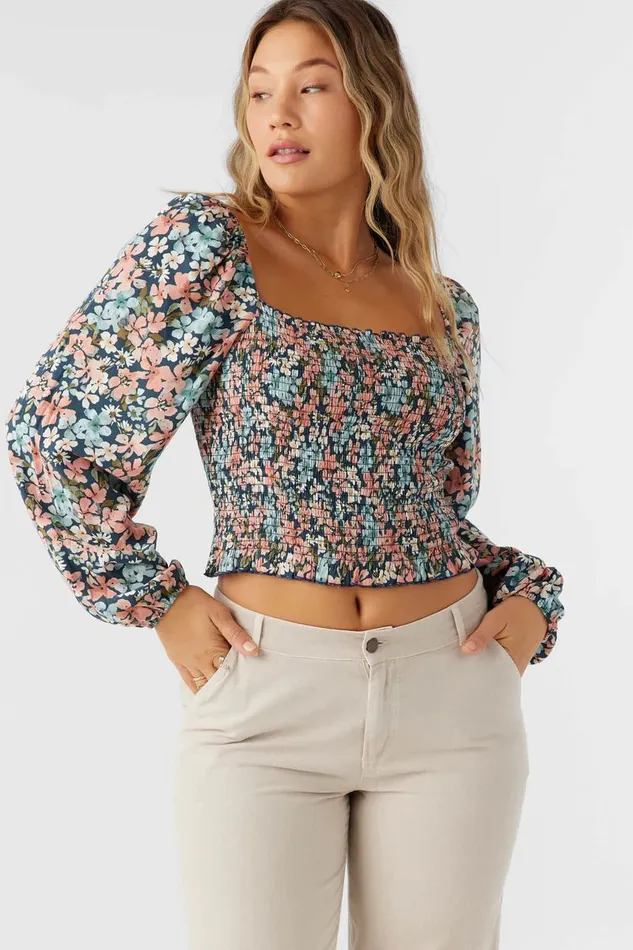 O039NEILL LENKA LONG SLEEVE TOP Slate Women Clothing