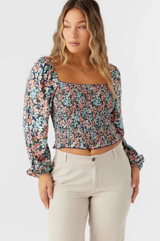 O039NEILL LENKA LONG SLEEVE TOP Slate Women Clothing