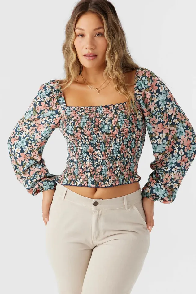 O039NEILL LENKA LONG SLEEVE TOP Slate Women Clothing