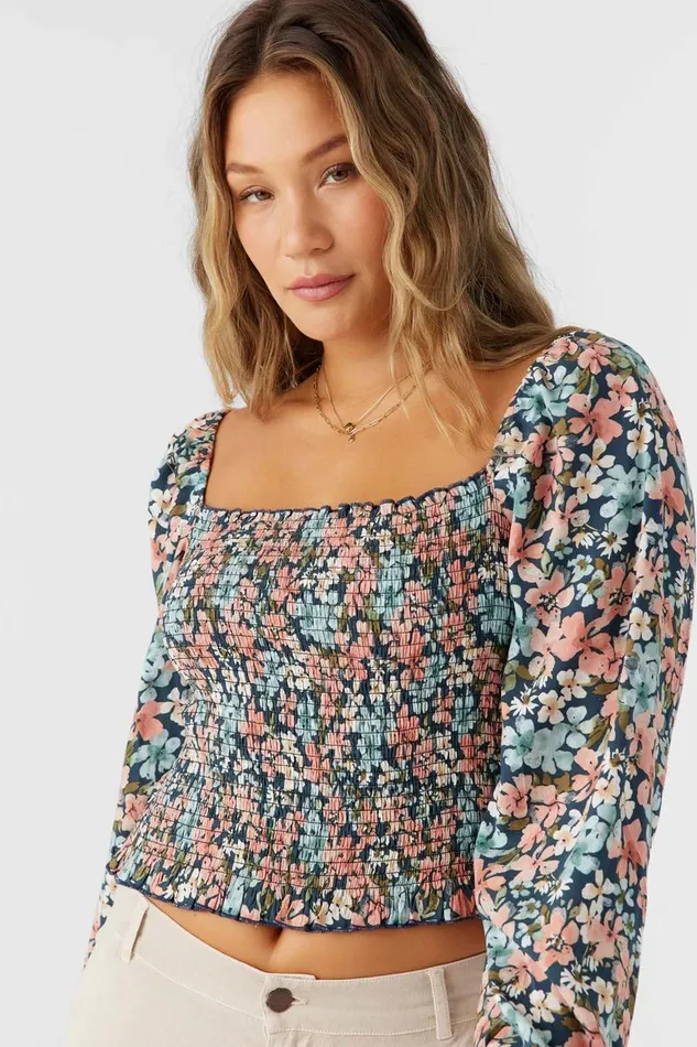 O039NEILL LENKA LONG SLEEVE TOP Slate Women Clothing