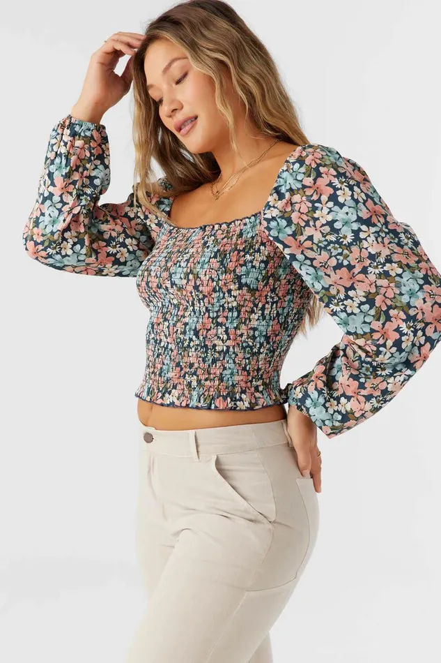 O039NEILL LENKA LONG SLEEVE TOP Slate Women Clothing