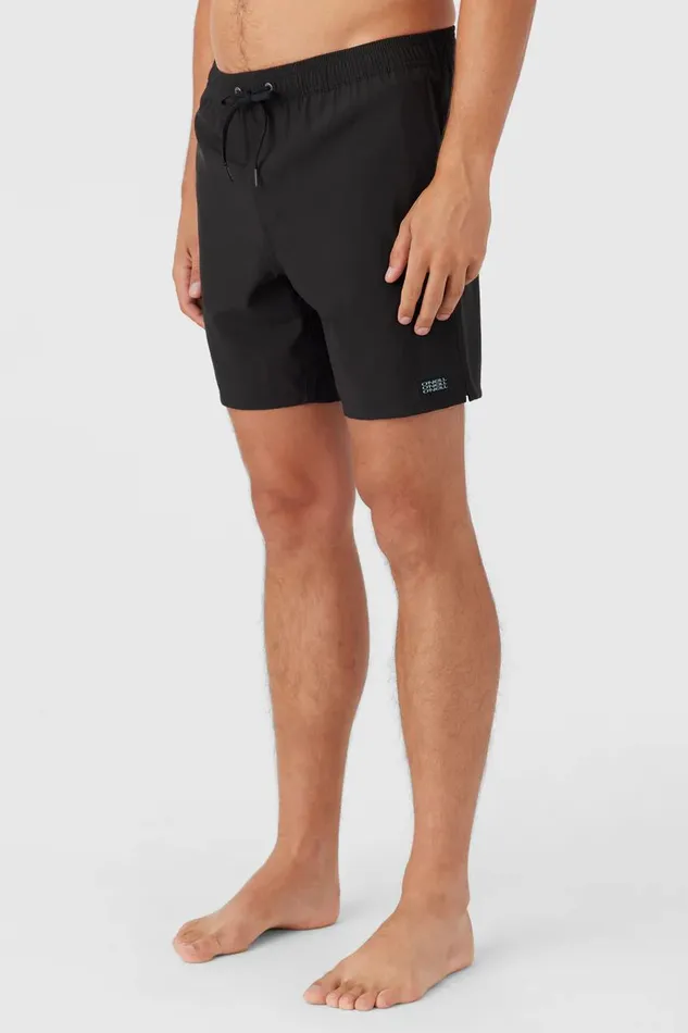 O039NEILL LENNOX HERMOSA SOLID ELASTIC WAIST 17034 SWIM TRUNKS Black Men Type