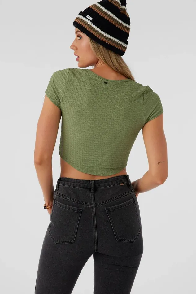 O039NEILL MARLENA TEXTURED KNIT CROP TOP Oil Green Women Collections