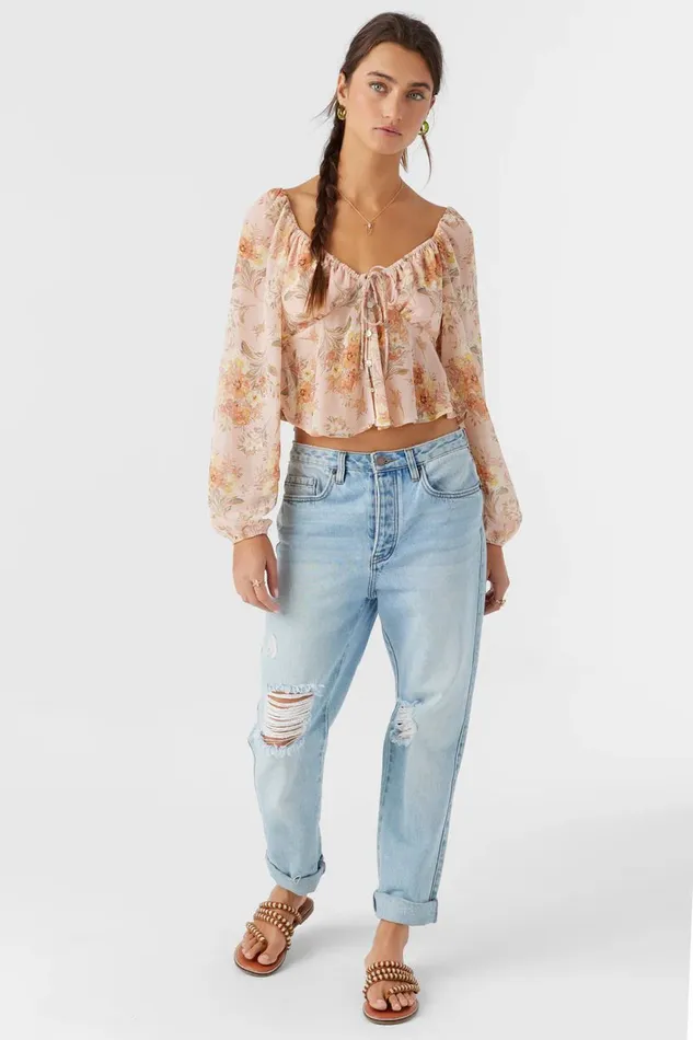 O039NEILL NOA NAYA FLORAL LONG SLEEVE TOP Rose Dust Women Clothing