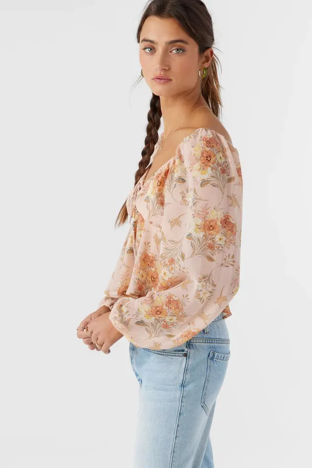 O039NEILL NOA NAYA FLORAL LONG SLEEVE TOP Rose Dust Women Clothing