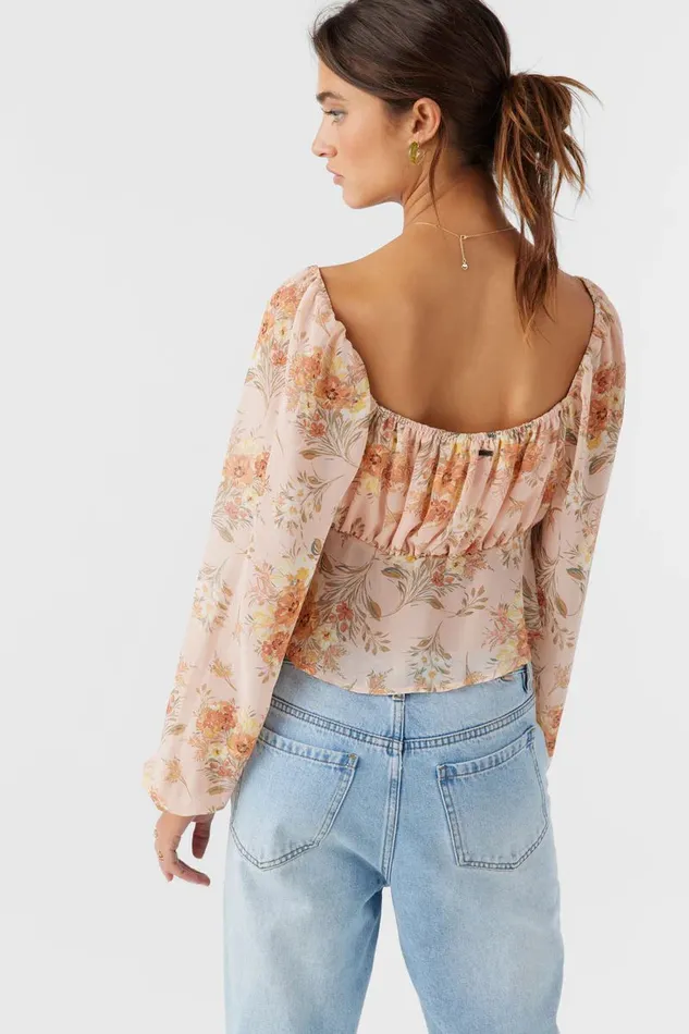 O039NEILL NOA NAYA FLORAL LONG SLEEVE TOP Rose Dust Women Clothing