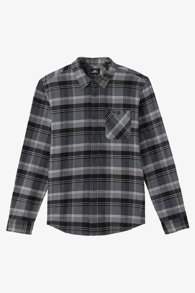 O039NEILL REDMOND PLAID STANDARD FIT LONG SLEEVE SHIRT Graphite Men Clothing