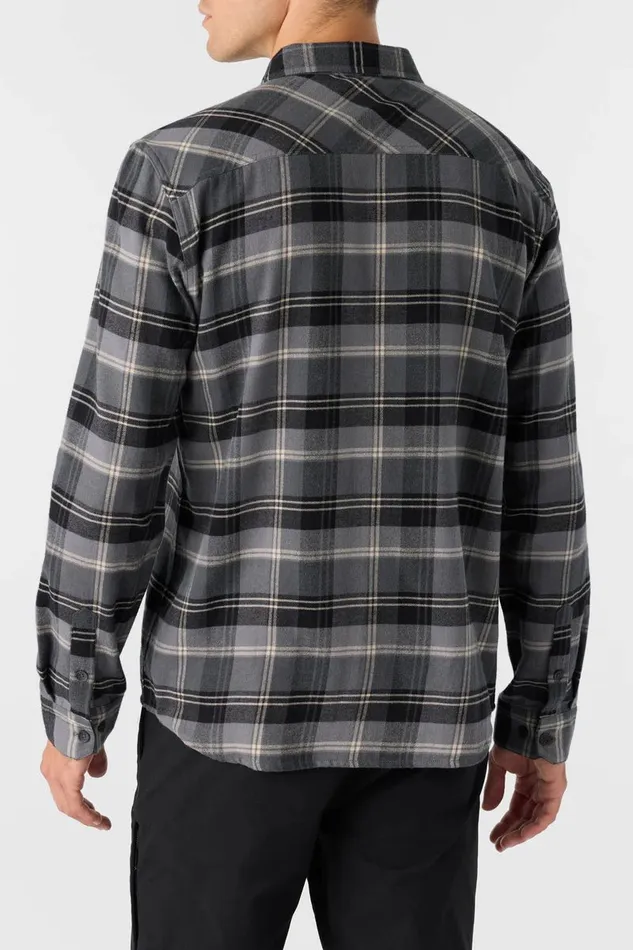 O039NEILL REDMOND PLAID STANDARD FIT LONG SLEEVE SHIRT Graphite Men Clothing