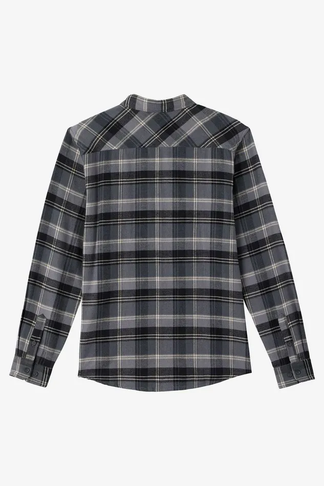 O039NEILL REDMOND PLAID STANDARD FIT LONG SLEEVE SHIRT Graphite Men Clothing