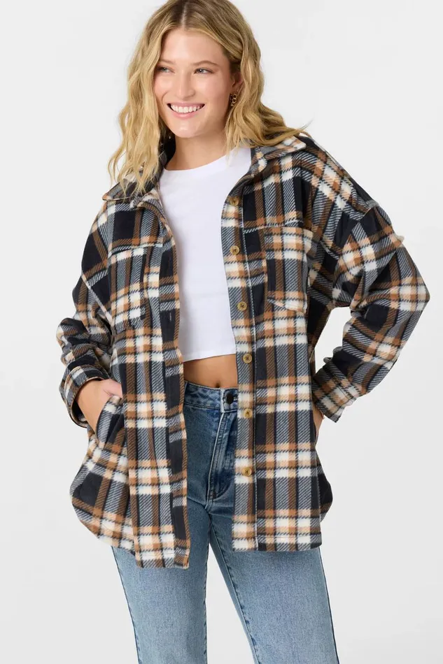 O039NEILL RUNE SUPERFLEECE OVERSIZED FIT SHACKET Sierra Women Clothing