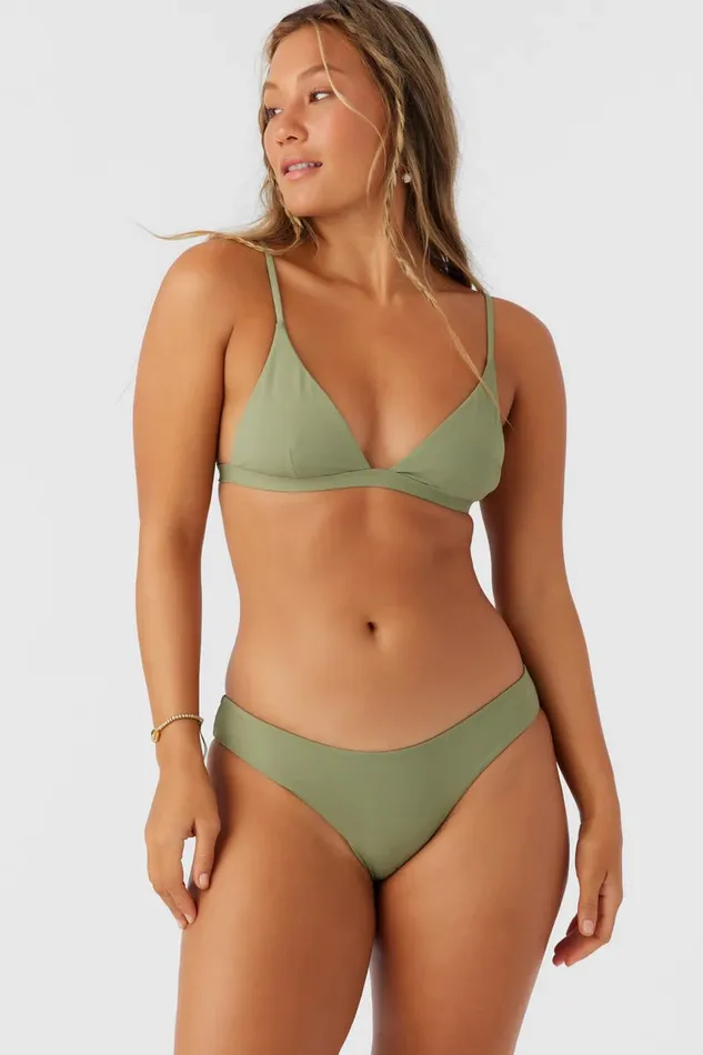 O039NEILL SALTWATER SOLIDS MATIRA HIPSTER CHEEKY BOTTOMS Oil Green Women Sale