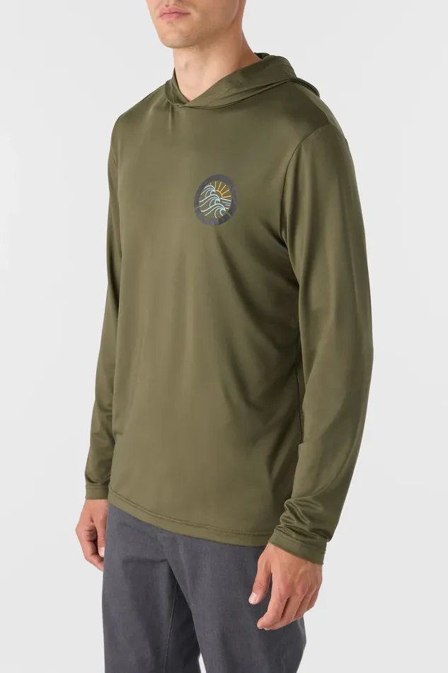 O039NEILL TRVLR UPF HOODED LONG SLEEVE PULLOVER Army Men Featured