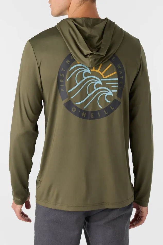 O039NEILL TRVLR UPF HOODED LONG SLEEVE PULLOVER Army Men Featured