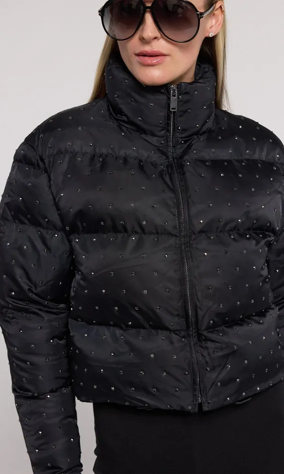 Outerwear Women Generation Love Clothing Rhoda Crystal Puffer Blackblack