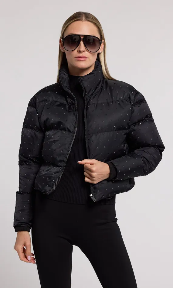Outerwear Women Generation Love Clothing Rhoda Crystal Puffer Blackblack