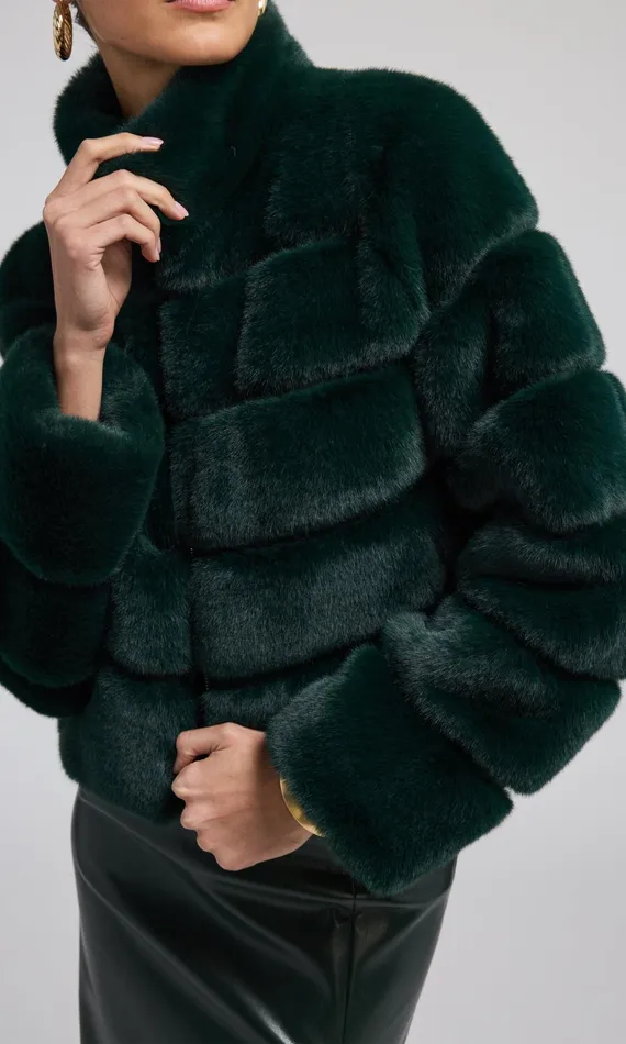 Outerwear Women Generation Love Clothing Tala Faux Fur Bomber Forest
