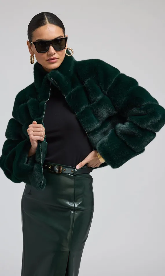 Outerwear Women Generation Love Clothing Tala Faux Fur Bomber Forest