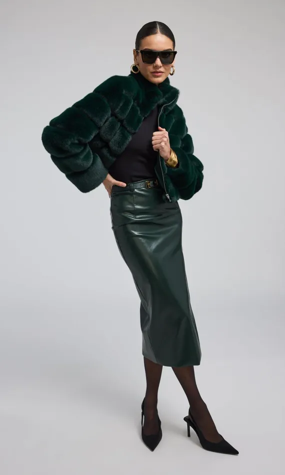 Outerwear Women Generation Love Clothing Tala Faux Fur Bomber Forest