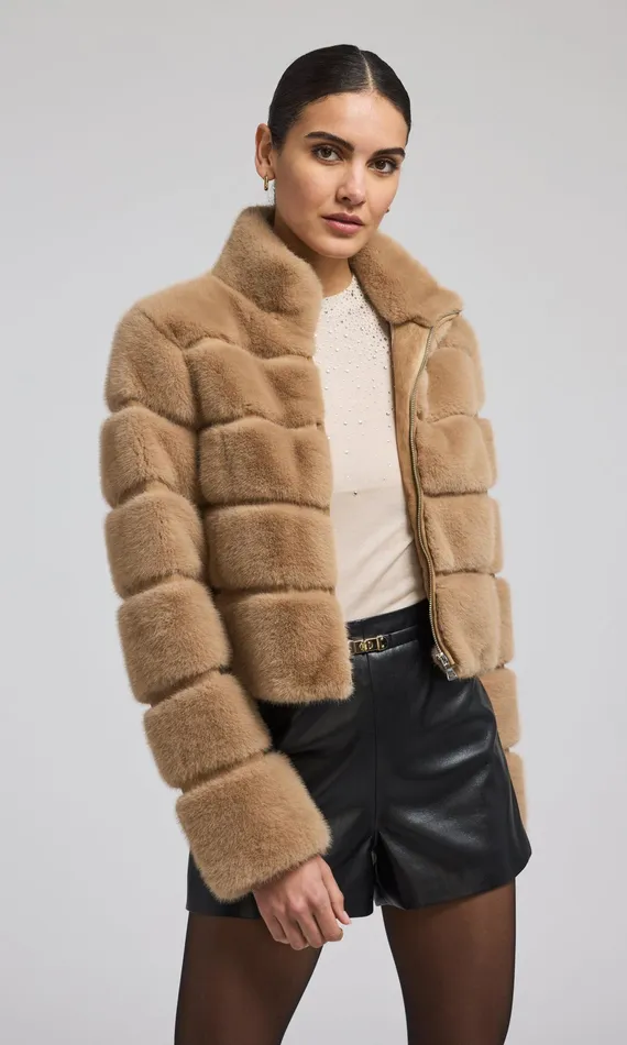 Outerwear Women Generation Love Clothing Tala Faux Fur Bomber Toffee