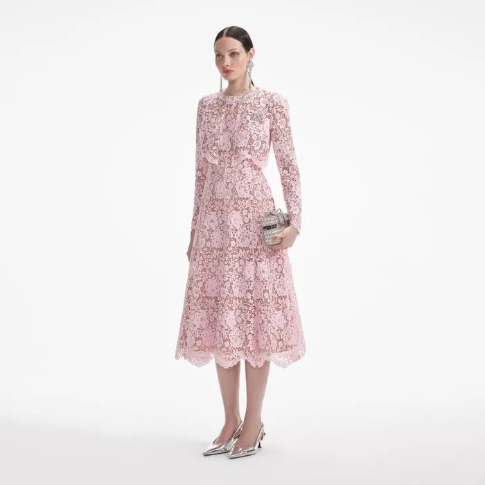 Outerwear Women Self Portrait Pink Flower Lace Jacket