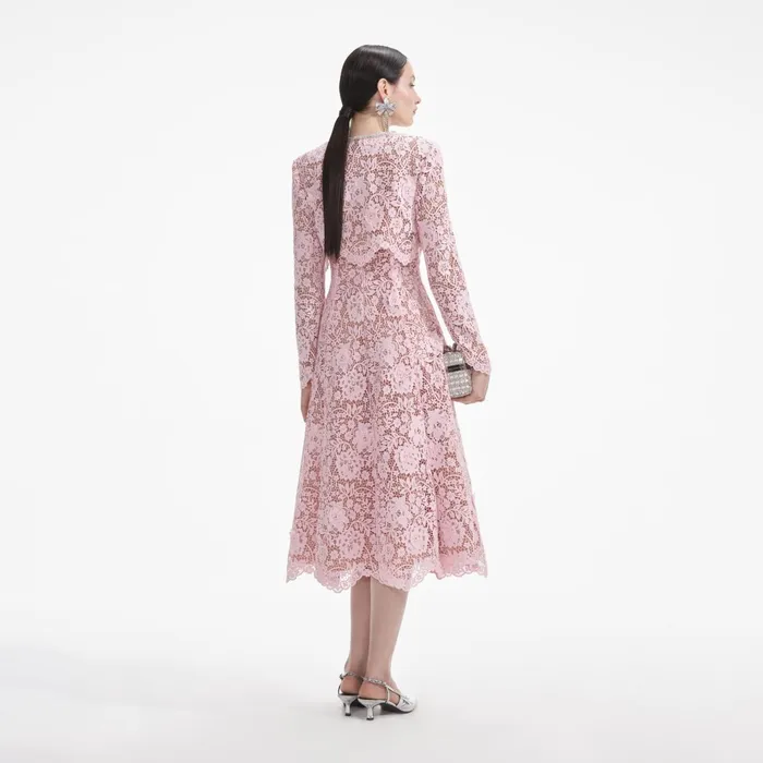 Outerwear Women Self Portrait Pink Flower Lace Jacket
