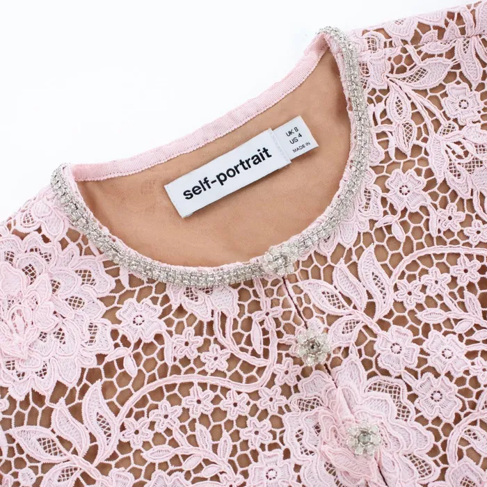 Outerwear Women Self Portrait Pink Flower Lace Jacket