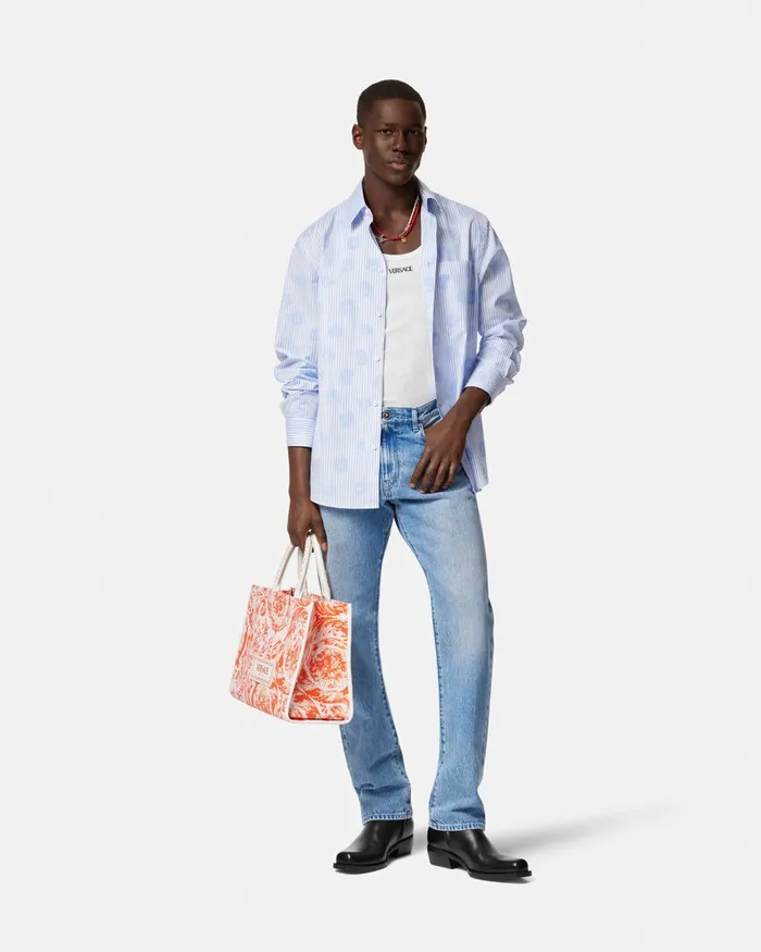 Pants and Shorts Men Versace Regular Fit Jeans Blue