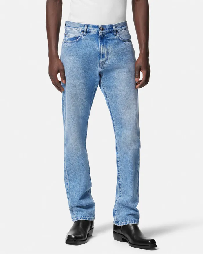 Pants and Shorts Men Versace Regular Fit Jeans Blue