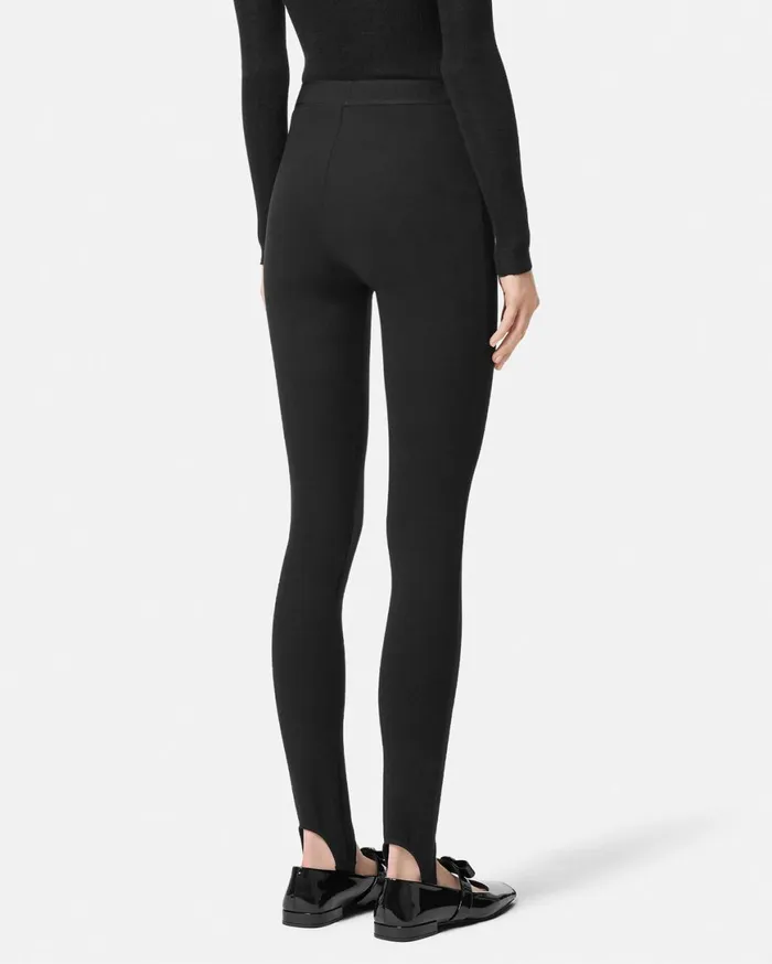 Pants and Shorts Women Versace 90s Vintage Logo Stirrup Leggings Black