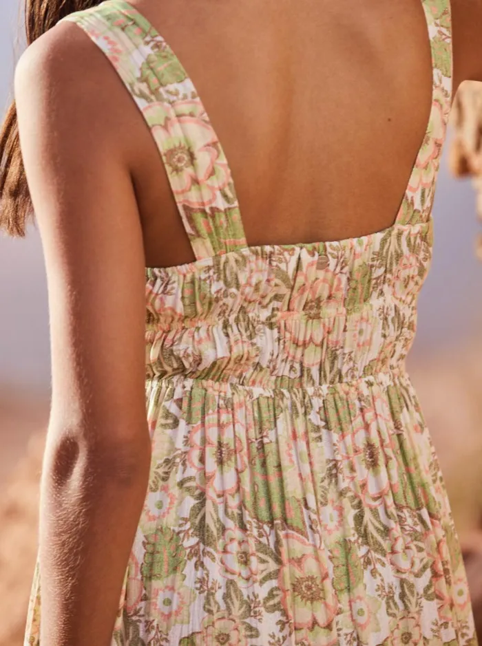 Paradise Winds 8211 Midi Dress Oil Green Wild Flower Women Roxy Dresses