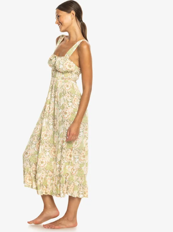 Paradise Winds 8211 Midi Dress Oil Green Wild Flower Women Roxy Dresses