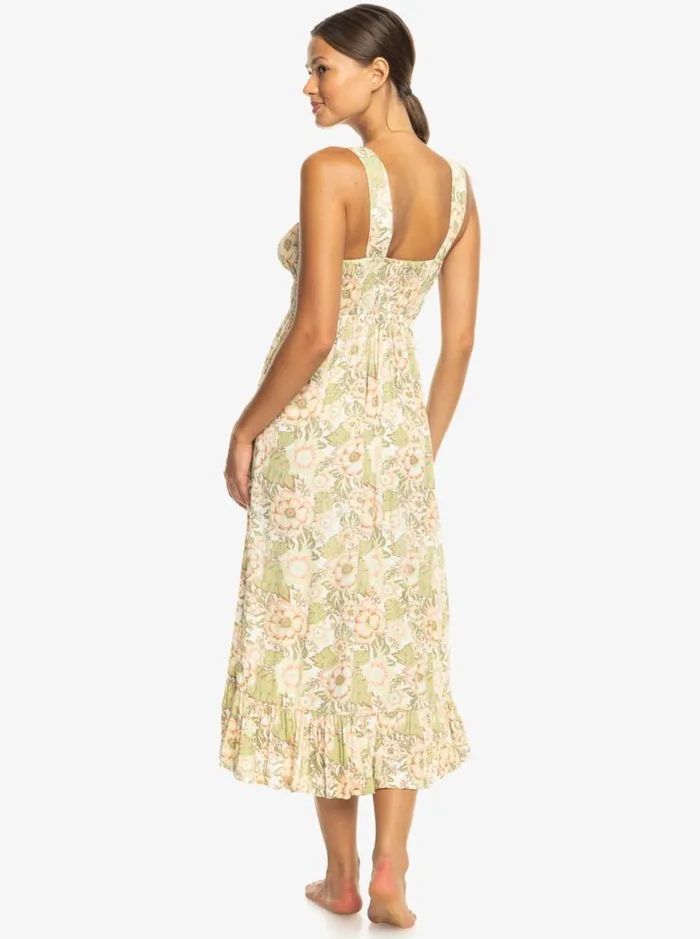 Paradise Winds 8211 Midi Dress Oil Green Wild Flower Women Roxy Dresses