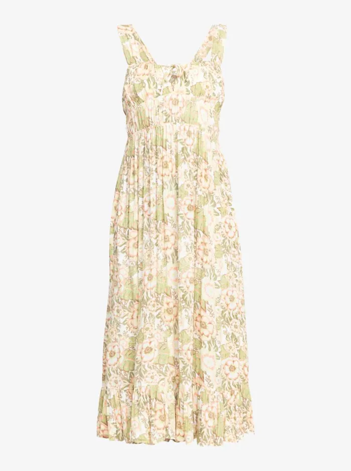 Paradise Winds 8211 Midi Dress Oil Green Wild Flower Women Roxy Dresses
