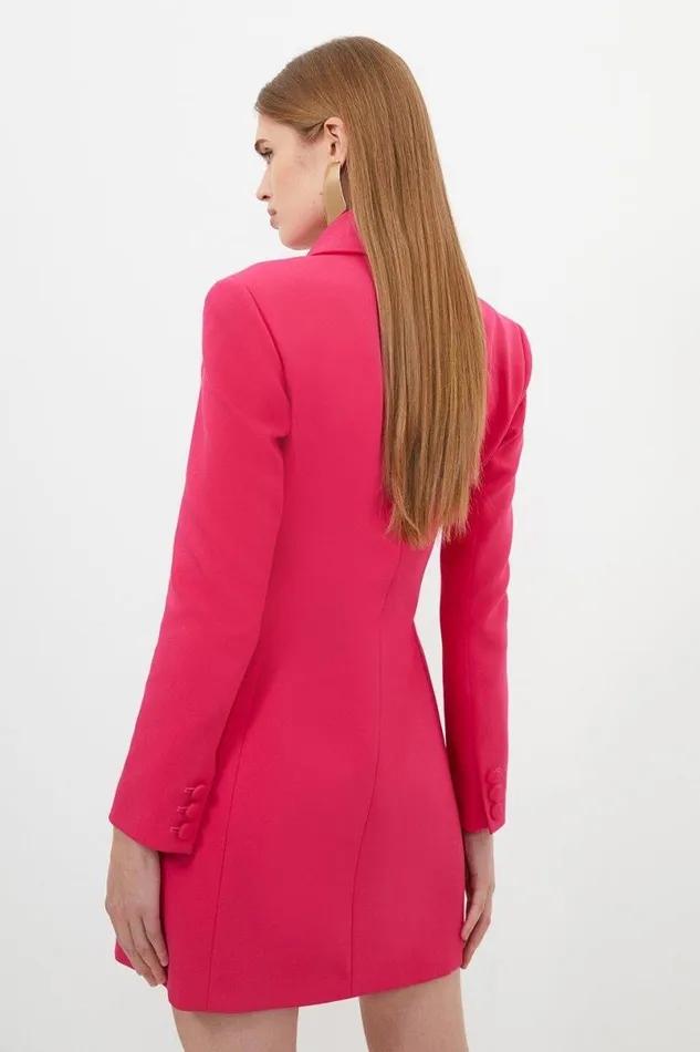 Petite Compact Stretch Tailored Blazer Wrap Mini Dress Bright Pink Women Karen Millen Dresses