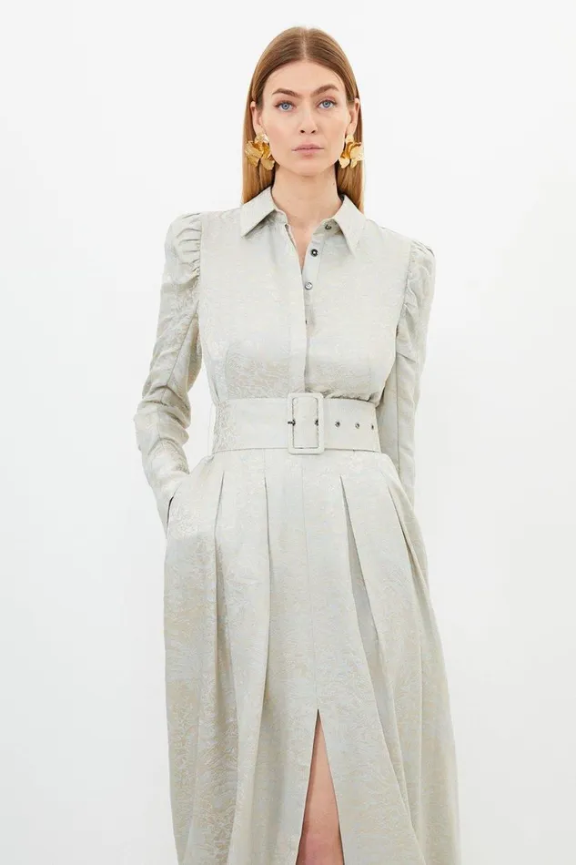 Petite Jacquard Woven Midi Dress Ivory Women Karen Millen Dresses