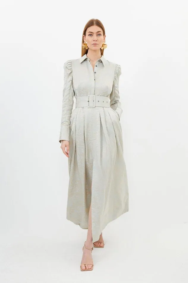 Petite Jacquard Woven Midi Dress Ivory Women Karen Millen Dresses
