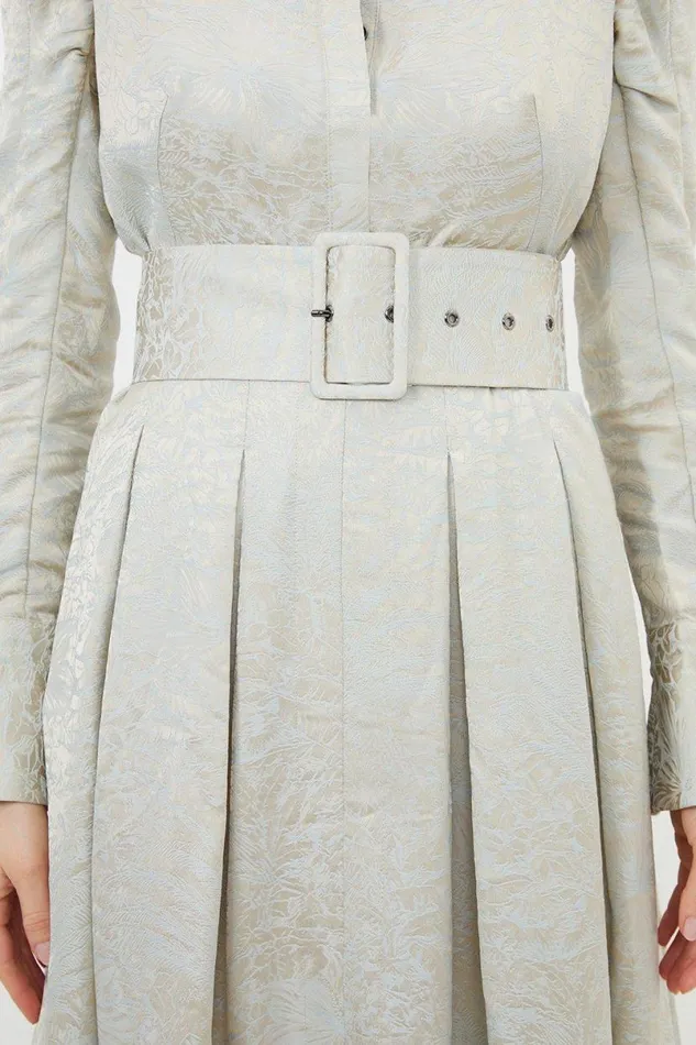 Petite Jacquard Woven Midi Dress Ivory Women Karen Millen Dresses
