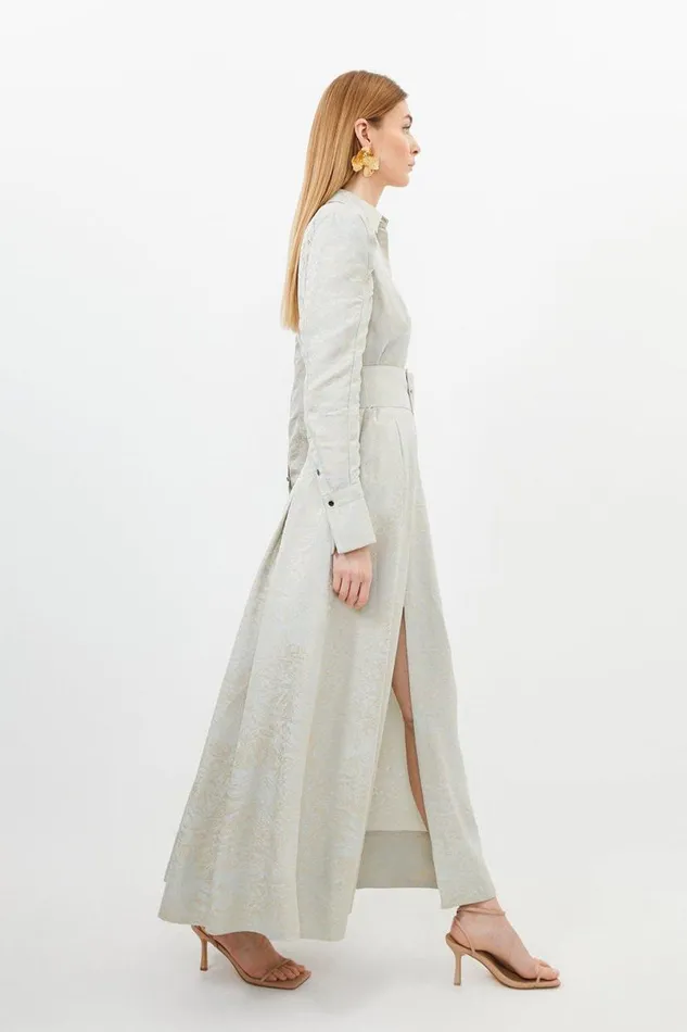 Petite Jacquard Woven Midi Dress Ivory Women Karen Millen Dresses