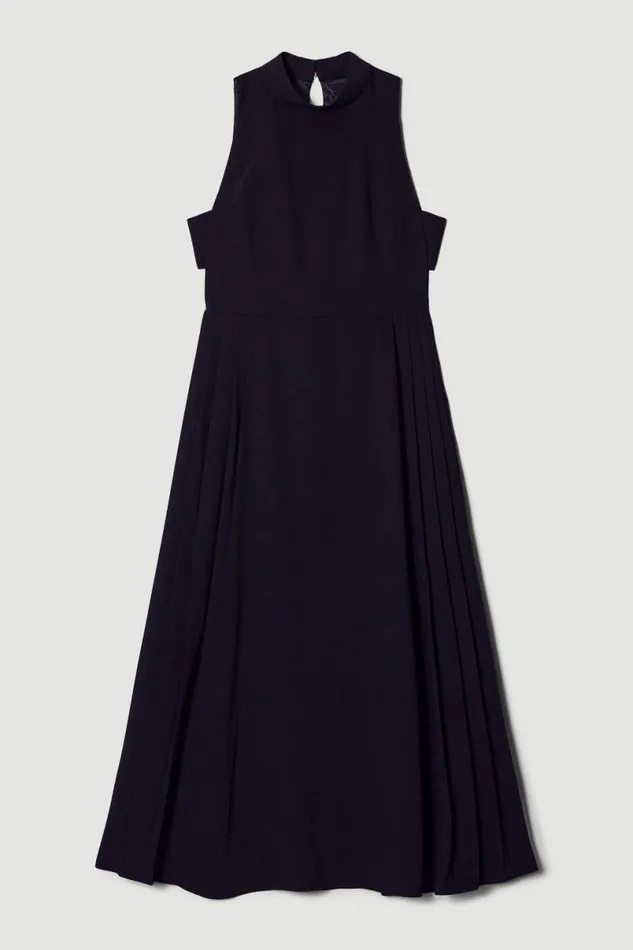 Petite Soft Tailored Pleated Panel Midaxi Dress Black Women Karen Millen Dresses