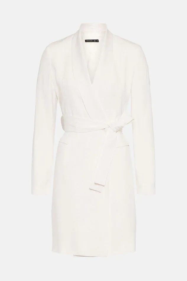 Petite Tailored Tuxedo Wrap Mini Dress Ivory Women Karen Millen Dresses
