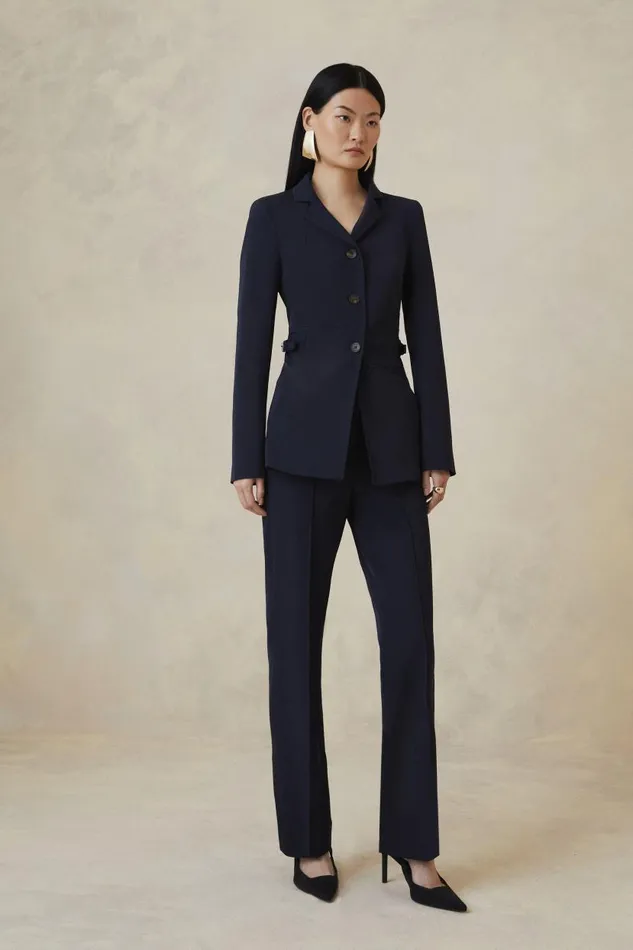 Petite The Founder Italian Technical Stretch Tailored Tab Jacket Women Karen Millen Coats and Jackets