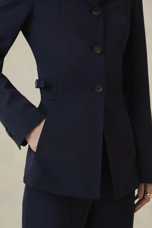 Petite The Founder Italian Technical Stretch Tailored Tab Jacket Women Karen Millen Coats and Jackets