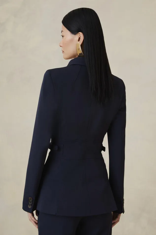 Petite The Founder Italian Technical Stretch Tailored Tab Jacket Women Karen Millen Coats and Jackets
