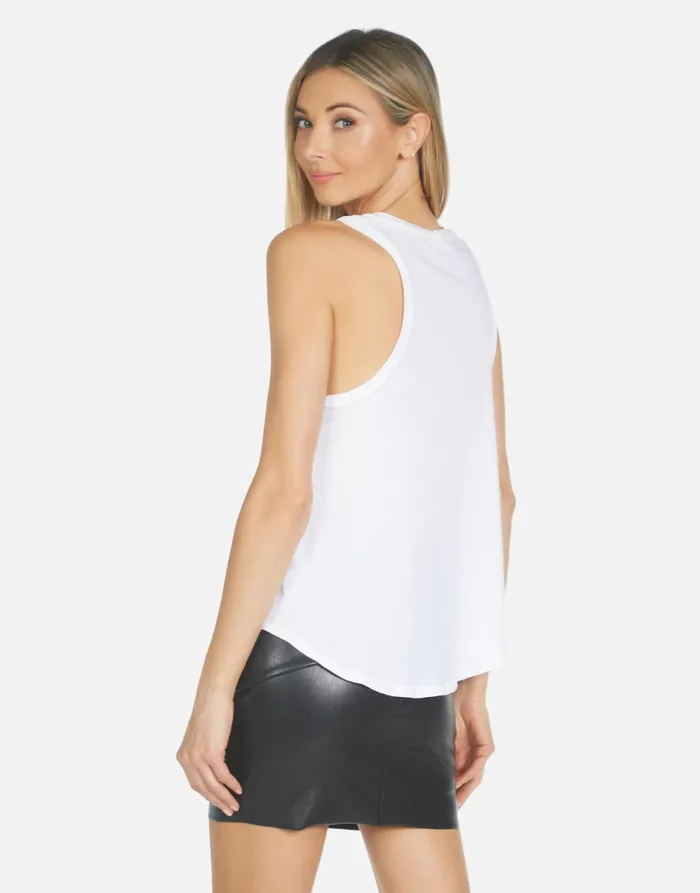 Peyton Rainbow Foil Lightning Lip White Women039s Lauren Moshi Tanks