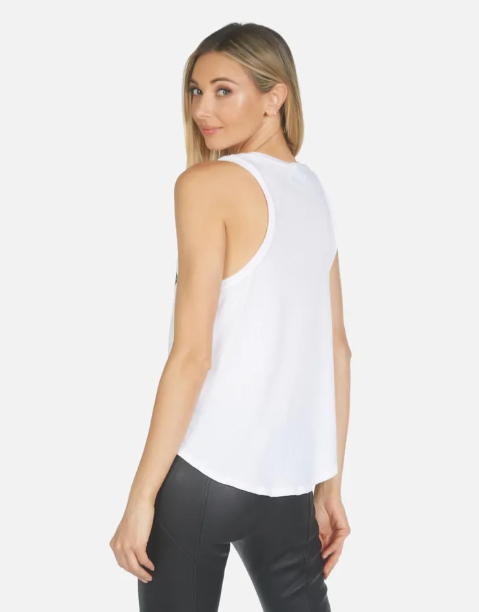 Peyton Rainbow Foil Lightning Lip White Women039s Lauren Moshi Tanks