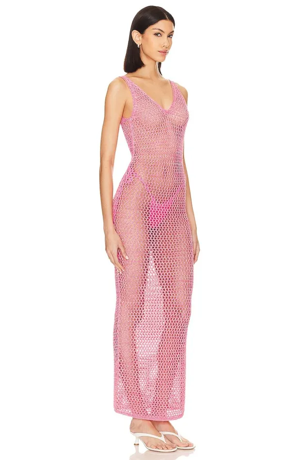 Pilar Crochet Maxi Pink Women Lovers Friends Dresses