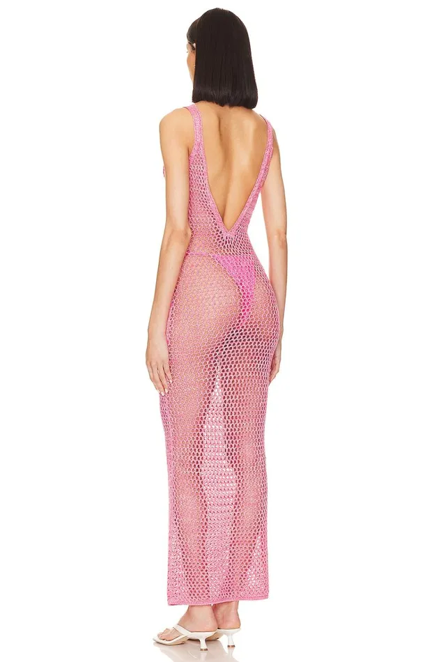 Pilar Crochet Maxi Pink Women Lovers Friends Dresses