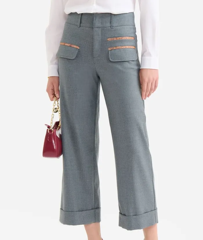 Pinstripe Trousers Grey Woman Alviero Martini Skirts and Trousers