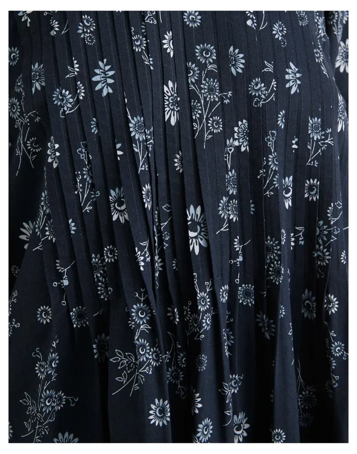 Pintuck Puff Sleeve Mini Dress In Cottage Floral Deep Navy Women Madewell Dresses